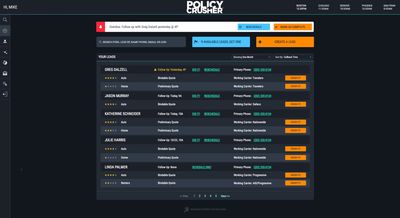 Policy Crusher main dashboard overview