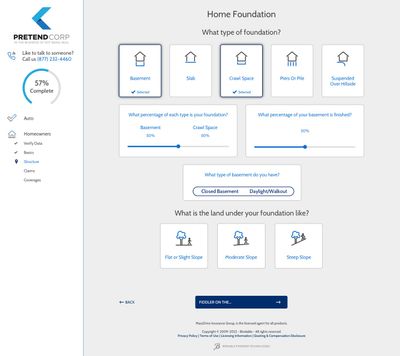 MyLifeProtected insurance quoter home and foundation coverage page