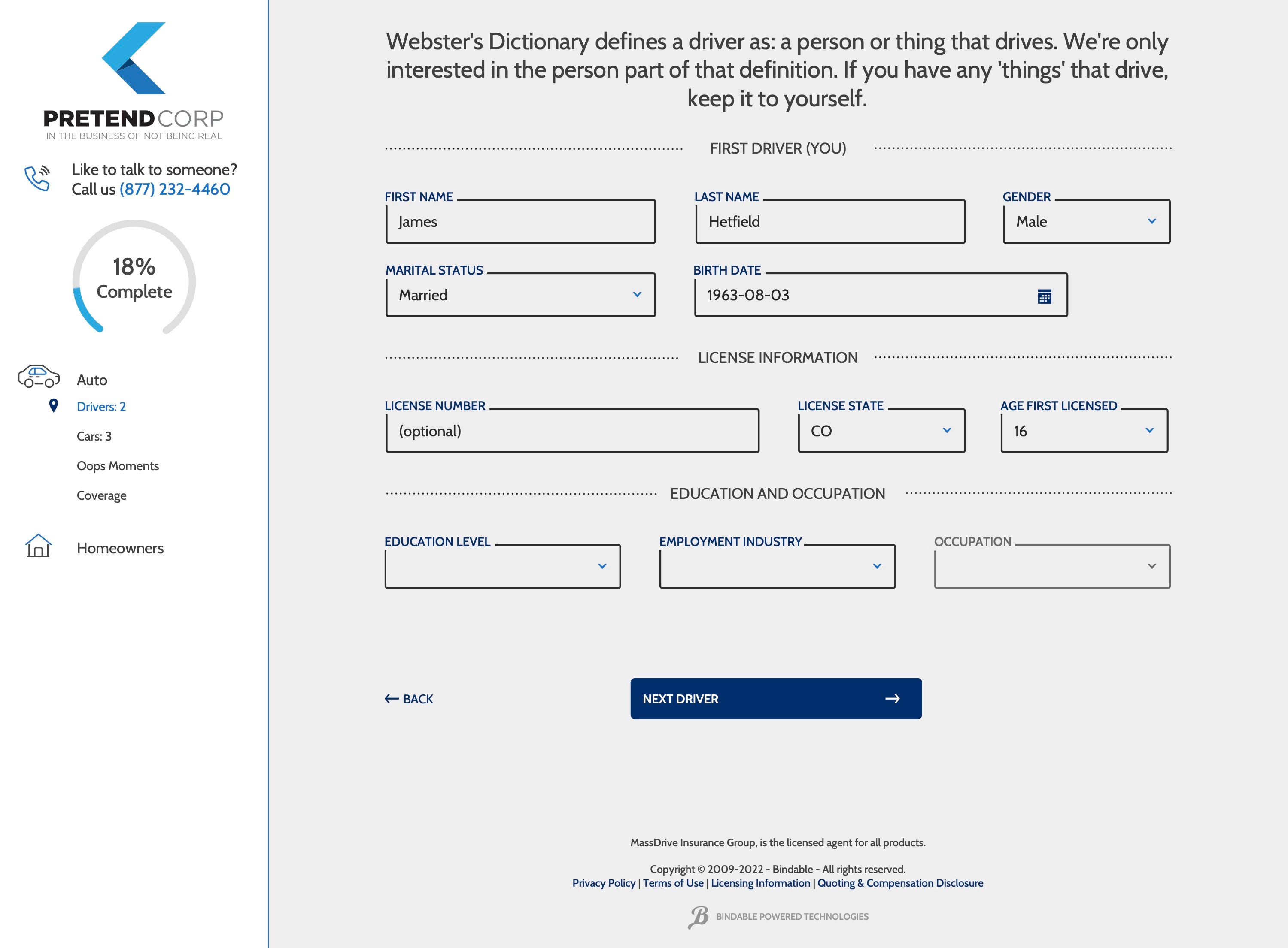 MyLifeProtected insurance quoter drivers information
